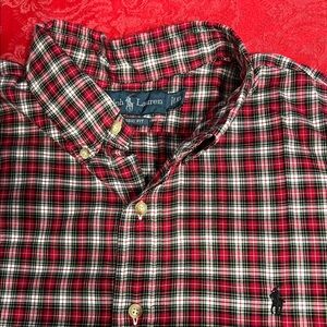 Ralph Lauren Classic Fit Red Plaid Button Down Shirt Men XL